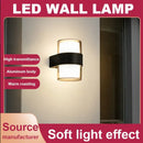 Modern cylindrical black led wall light garden frosted glass sconce