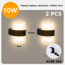Modern cylindrical black led wall light garden frosted glass sconce