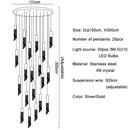 Modern cylindrical crystal staircase chandelier living room light