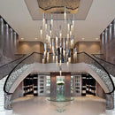 Modern cylindrical crystal staircase chandelier living room light