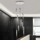 Modern cylindrical crystal staircase chandelier living room light