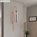 DecorBites™ Modern Cylindrical Wall Sconce - Smoke Gray Glass - 1 Bulb - Living Room Lighting Fixture