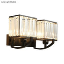 Modern dark bronze and crystal wall mount light bedroom sconce