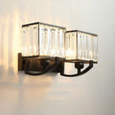 Modern dark bronze and crystal wall mount light bedroom sconce