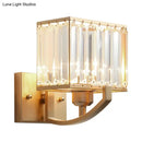 Modern dark bronze and crystal wall mount light bedroom sconce