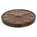 Modern dark brown bamboo wall clock living room wood grain timepiece