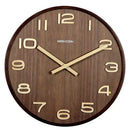 Modern dark brown bamboo wall clock living room wood grain timepiece