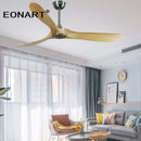 Modern dark brown solid wood dc ceiling fan living room