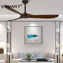 Modern dark brown solid wood dc ceiling fan living room