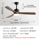Modern dark brown wooden ceiling fan with led light bedroom remote