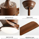 Modern dark brown wooden ceiling fan with led light bedroom remote