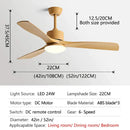 Modern dark brown wooden ceiling fan with led light bedroom remote