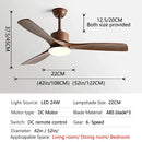 Modern dark brown wooden ceiling fan with led light bedroom remote