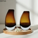 Modern dark gray double glass vase hydroponic desk decor