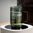 Green Glass Tea Cup Set With Wooden Handles