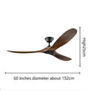 Modern dark wood large wood blade ceiling fan living room remote control