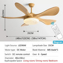 Modern dark wood led ceiling fan living room light
