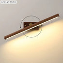 Modern dark wood linear wall sconce bathroom vanity light