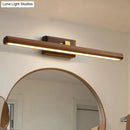 Modern dark wood linear wall sconce bathroom vanity light