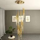 Modern decorbites crystal gold chandelier living room glass rod light