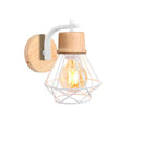 Modern decorbites iron white cage wall lamp bedroom wood sconce