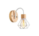 Modern decorbites iron white cage wall lamp bedroom wood sconce