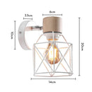 Modern decorbites iron white cage wall lamp bedroom wood sconce