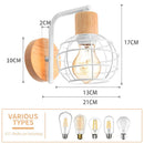 Modern decorbites iron white cage wall lamp bedroom wood sconce