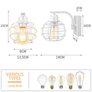 Modern decorbites iron white cage wall lamp bedroom wood sconce