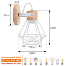Modern decorbites iron white cage wall lamp bedroom wood sconce