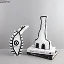 Modern design black and white abstract vase set bedroom decor
