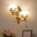 DecorBites™ Modern Dome Wall Sconce with Swirled Arm - Crystal Accent Lighting - Gold Finish, 2 Lights