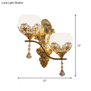 DecorBites™ Modern Dome Wall Sconce with Swirled Arm - Crystal Accent Lighting - Gold Finish, 2 Lights