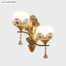 DecorBites™ Modern Dome Wall Sconce with Swirled Arm - Crystal Accent Lighting - Gold Finish, 2 Lights