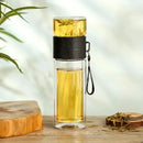 Modern double layer glass tea infuser bottle kitchen tumbler set