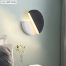 Modern double semicircle black & white wall lamp bedroom sconce
