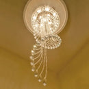 Modern double spiral staircase crystal ceiling chandelier loft light