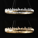 Modern double tier gold dimmalbe led crystal high ceiling chandelier