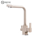 Modern dual outlet gold kitchen faucet with purified water outlet