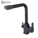 Modern dual outlet gold kitchen faucet with purified water outlet