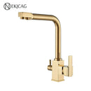 Modern dual outlet gold kitchen faucet with purified water outlet