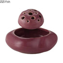 Modern earthy lotus seedpod ceramic incense burner living room decor
