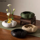 Modern earthy lotus seedpod ceramic incense burner living room decor