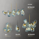 Modern elegant blue copper led flower chandelier living room light