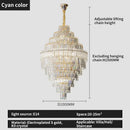 Modern elegant crystal chandelier gold dining room glass prisms