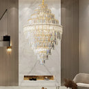 Modern elegant crystal chandelier gold dining room glass prisms