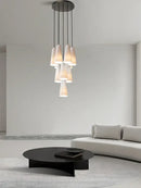 Modern elegant white glass cup chandelier living room pendant light