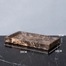 Modern emperador dark marble bathroom set with chrome accents