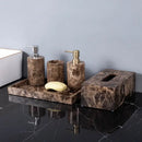 Modern emperador dark marble bathroom set with chrome accents