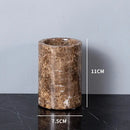 Modern emperador dark marble bathroom set with chrome accents